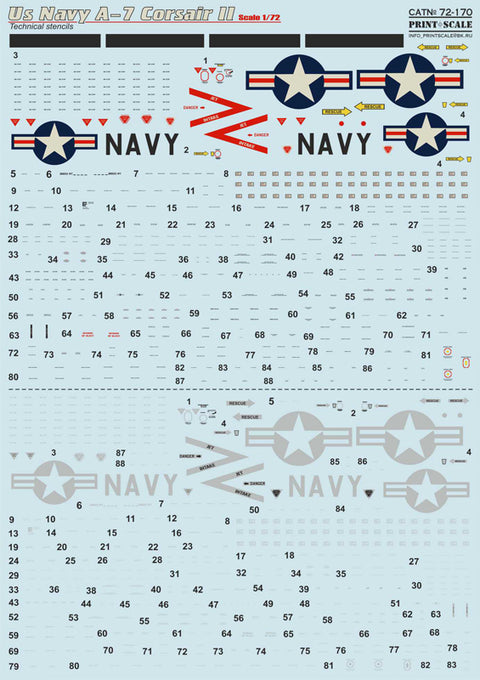 Print Scale 72-161 1/72 A-7 Corsair II Part-2 + A-7 Corsair II technical stencils