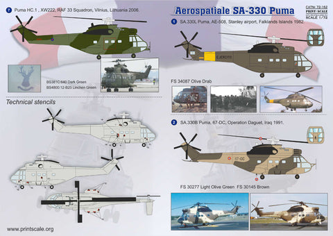 Print Scale 72-162 1/72 Aerospatiale SA.330 Puma The complete set 1,5 leaf