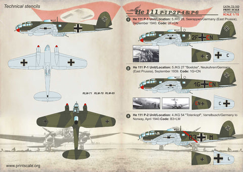 Print Scale 72-163 1/72 Heinkel He 111