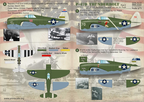 Print Scale 72-173 1/72 P-47D Razorback Aces 72-173 Scale 1/72