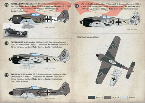 Print Scale 72-174 1/72 Focke-Wulf Fw 190 A-7 & A-8 Aces 72-174 Scale 1/72