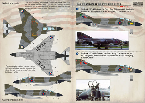 Print Scale 72-188 1/72 F-4 Phantom II of the RAF & FAA 72-188 Scale 1/72   In the complete set 1,5 sheets