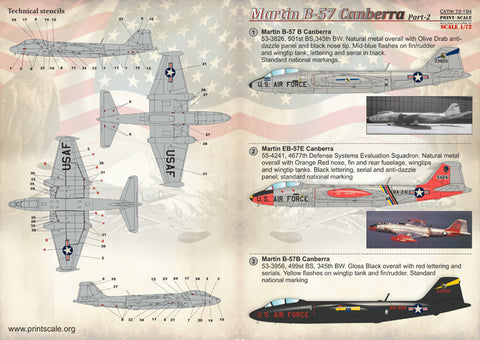 Print Scale 72-194 1/72 B-57 Canberra Part 2  In the complete set 2 sheets