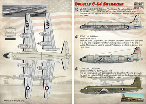 Print Scale 72-203 1/72 Douglas C-54 Skymaster