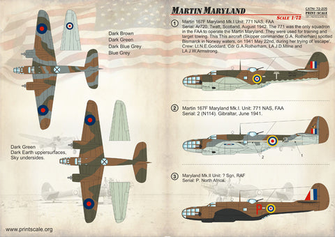 Print Scale 72-205 1/72 Martin Maryland