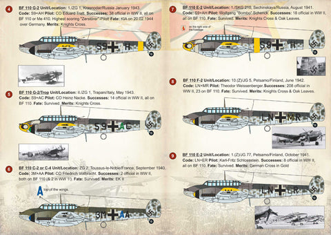 Print Scale 72-210 1/72 Messerschmitt Bf 110 Aces Part 1 72-210 Scale 1/72