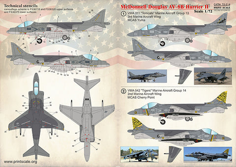 Print Scale 72-214 1/72 AV-8B Harrier II