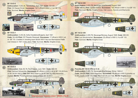 Print Scale 72-228 1/72 Messerschmitt Bf 110 Aces, Vol.Part 2