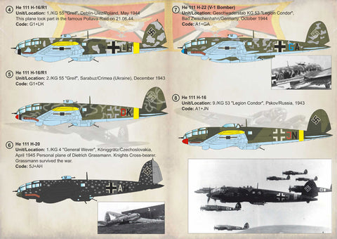 Print Scale 72-231 1/72 Heinkel He 111 H-16 H-20 H-22 Bombers 72-231 Scale 1/72