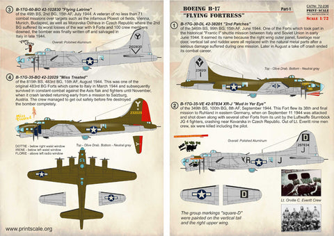 Print Scale 72-236 1/72 Boeing B-17 Flying Fortresses Part 1 72-236 Scale 1/72