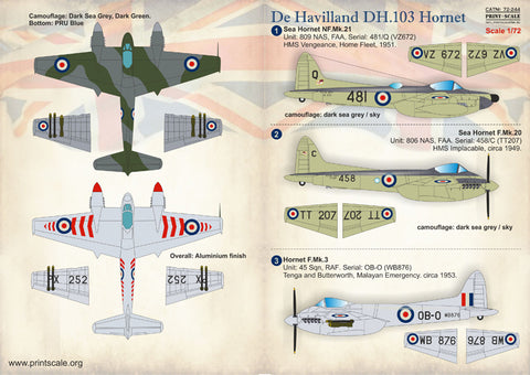 Print Scale 72-244 1/72 De Havilland DH.103 Hornet