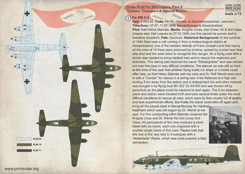 Print Scale 72-250 1/72 Focke-Wulf FW 200 CONDOR Part 2 In the complete set 2 sheets
