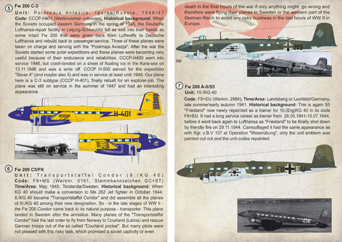 Print Scale 72-250 1/72 Focke-Wulf FW 200 CONDOR Part 2 In the complete set 2 sheets