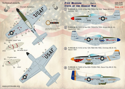 Print Scale 72-261 1/72 F-51 Mustang Units of the Korean War Part 1 72-261 Scale 1/72