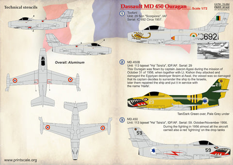 Print Scale 72-262 1/72 Dassault MD 450 Ouragan