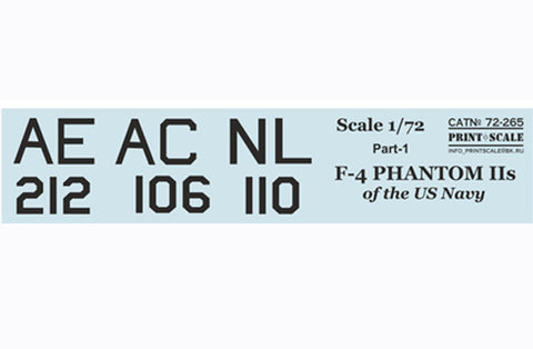 Print Scale 72-265 1/72 F-4 Phantom II US Navy Part 1 72-265 Scale 1/72