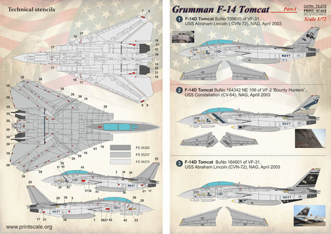 Print Scale 72-272 1/72 Grumman F-14 Tomcat Part 1 In the complete set 1,5 sheets