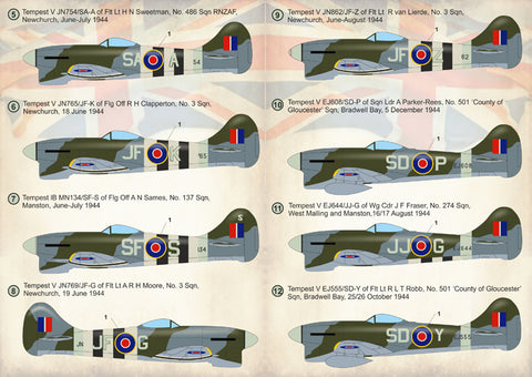 Print Scale 72-273 1/72 Hawker Tempest Mk.V Aircraft Markings 72-273 Scale 1/72