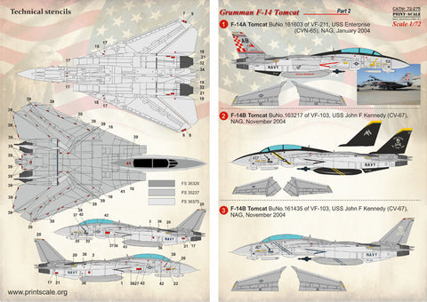Print Scale 72-275 1/72 Grumman F-14 Tomcat Part 2 In the complete set 1,5 sheets