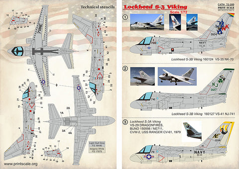Print Scale 72-289 1/72 Lockheed S-3 Viking In the complete set 1,5 sheets