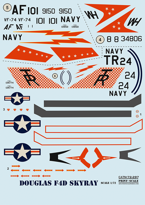Print Scale 72-297 1/72 Douglas F4DF-6 Skyray  In the complete set 2 sheets