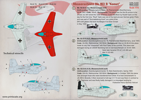 Print Scale 72-303 1/72 Messerschmitt ME-163 Komet