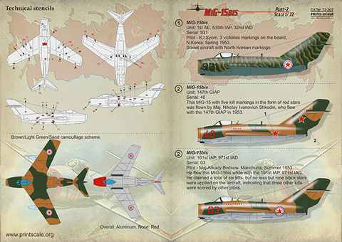 Print Scale 72-307 1/72 MiG-15 in Korean War