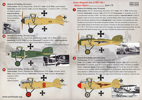 Print Scale 72-316 1/72 Austro-Hungarian Aces Part 1