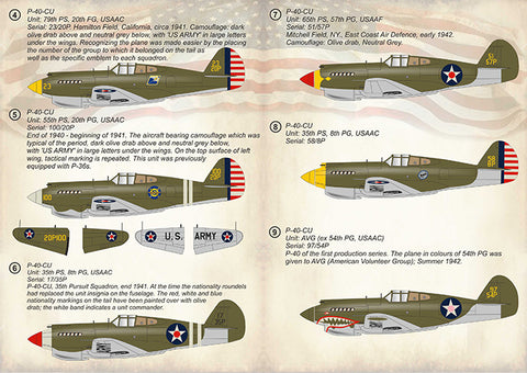 Print Scale 72-322 1/72 Curtiss P-40 C/CU Part 1 72-322 Scale 1/72