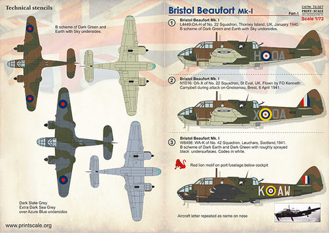 Print Scale 72-327 1/72 Bristol Beaufort Part 1