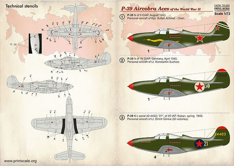 Print Scale 72-333 1/72 Р-39 Aircobra Aces of the World War II