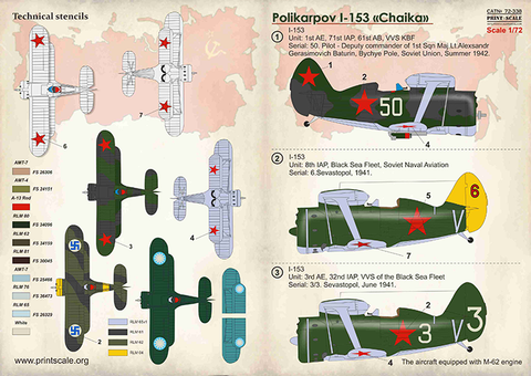 Print Scale 72-338 1/72 Polikarpov I-153 "Chaika"