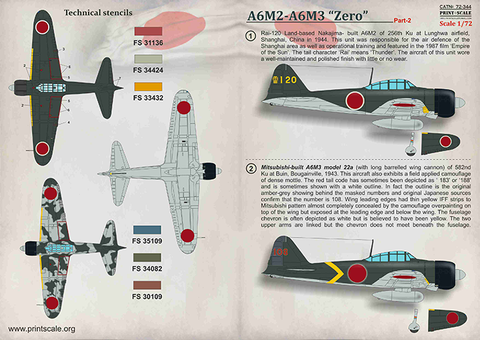 Print Scale 72-344 1/72 Nakajima A6M2- A6M3 "Zero" Part 2