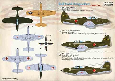 Print Scale 72-354 1/72 Bell P-63 Kingcobra