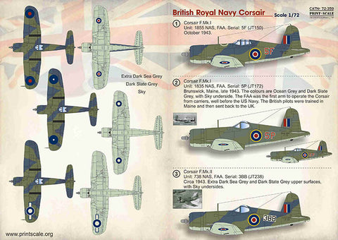Print Scale 72-359 1/72 British Royal Navy Corsair