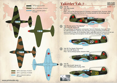 Print Scale 72-363 1/72 Yakovlev Yak-7