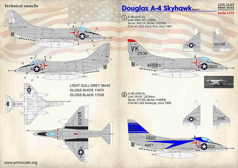 Print Scale 72-367 1/72 Douglas A4 Skyhawk. Part 1 In the complete set 1,5 sheets