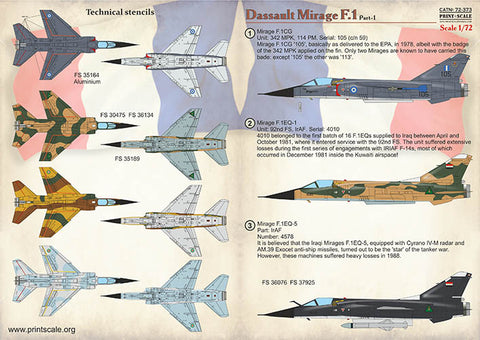 Print Scale 72-373 1/72 Dassault Mirage F.1 Part 1