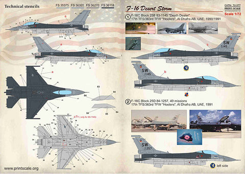 Print Scale 72-377 1/72 F-16 Desert Storm