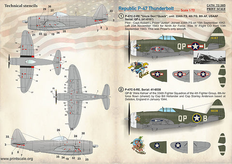 Print Scale 72-385 1/72 Republic P-47 Thunderbolt 72-385 Scale 1/72