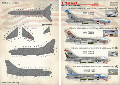 Print Scale 72-392 1/72 A-7 Corsair II. Part 3 + A-7 Corsair II technical stencils