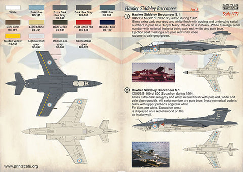 Print Scale 72-402 1/72 Hawker Siddeley Buccaneer Part 2 The complete set 1,5 leaf