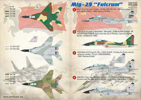 Print Scale 72-407 1/72 MiG 29 "Fulcrum"