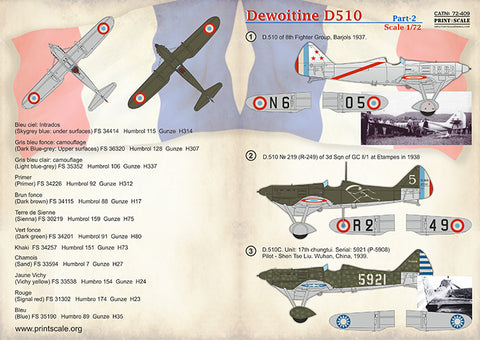 Print Scale 72-409 1/72 Dewoitine D.510. Part 2