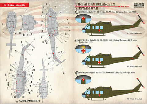 Print Scale 72-410 1/72 UH-1 Air Ambulance in Vietnam War