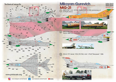 Print Scale 72-419 1/72 MiG-21 Polish Air Force