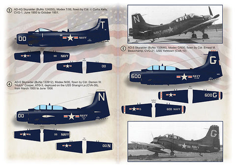 Print Scale 72-432 1/72 Blue CAG SPADS. Carrier Air Group CO AD Skyraiders