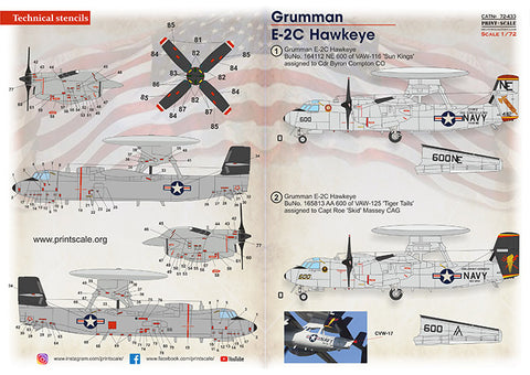 Print Scale 72-433 1/72 Grumman E-2C Hawkeye  Part 2 The complete set 1,5 leaf