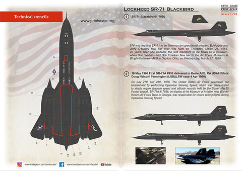 Print Scale 72-435 1/72 Lockheed SR-71 Part-1. The complete set 1,5 leaf