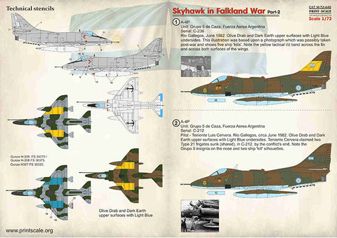 Print Scale 72-440 1/72 Skyhawk in Falkland War Part 2 The complete set 1,5 leaf